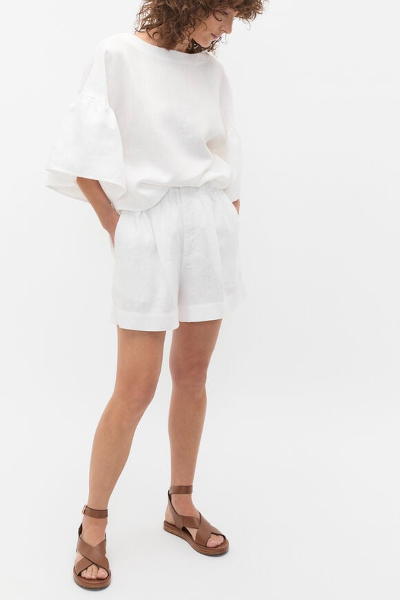 Core Linen Gathered Palazzo Short  Whisper White  hi-res