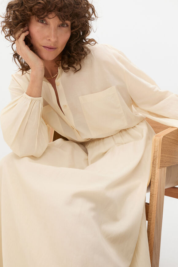 Voile Oversized Blouson Shirt  Tofu  hi-res