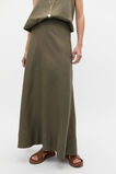 Core Linen Seam Front Skirt  Olive Leaf  hi-res