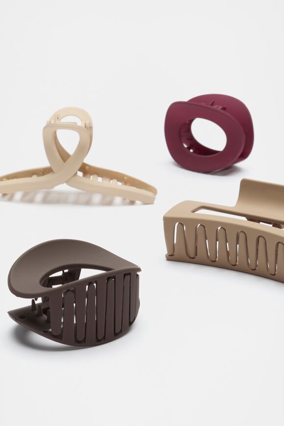 Curved Hair Claw Pack  Plum Red  hi-res