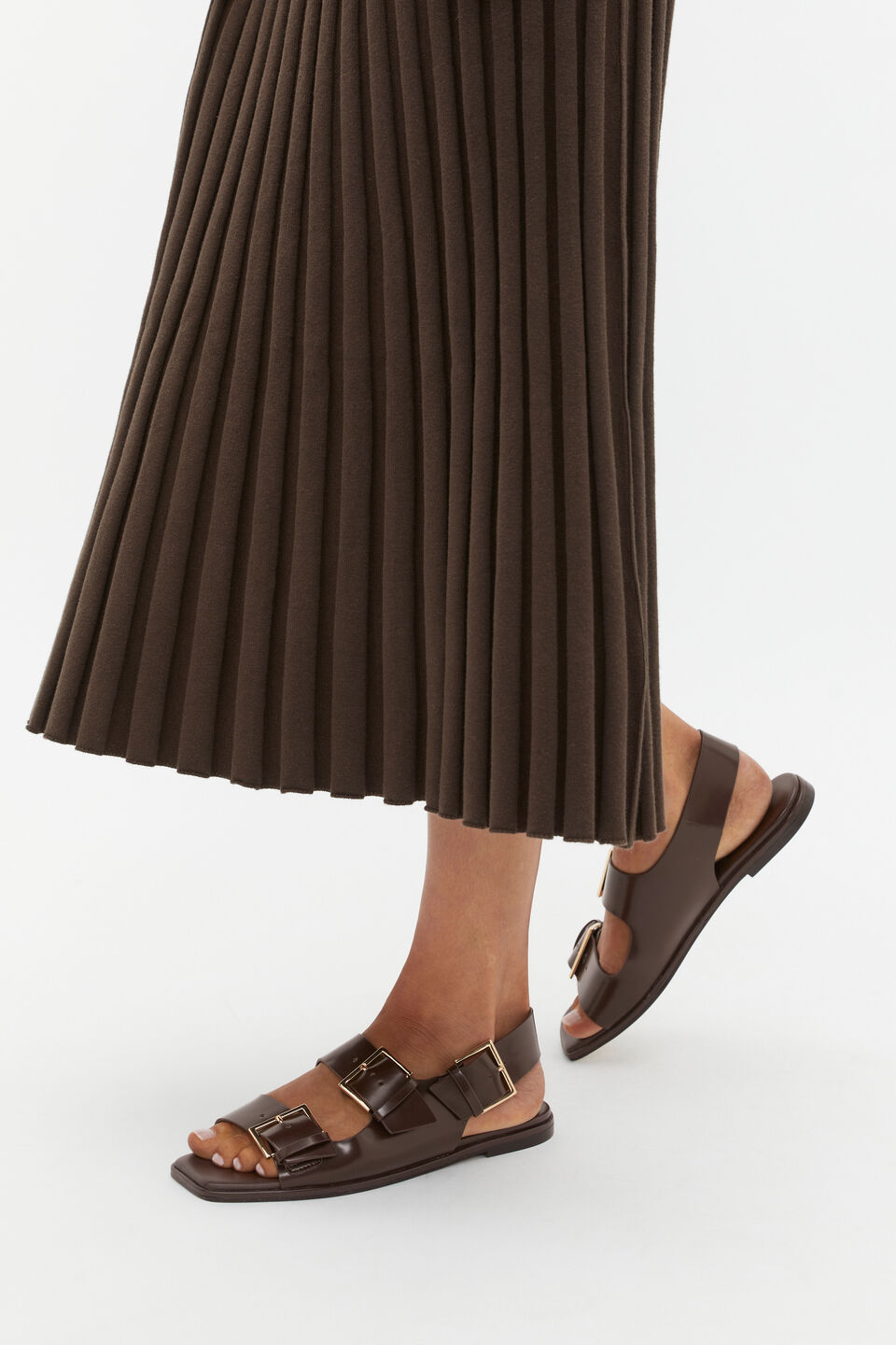 Iris Triple Buckle Sandal  Dark Espresso