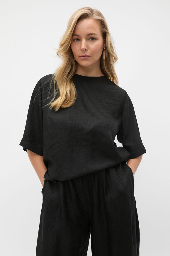Textured Satin Tee  Black  hi-res