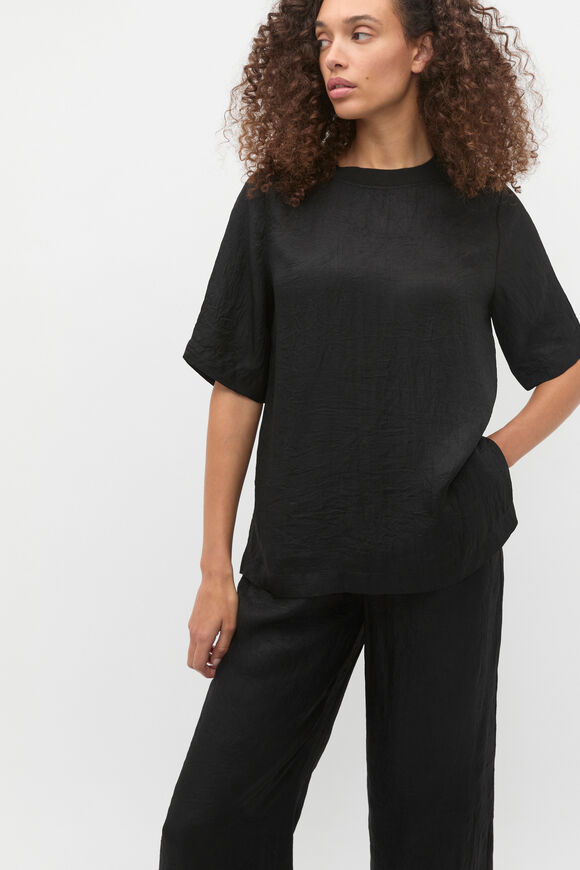 Textured Satin Tee  Black  hi-res