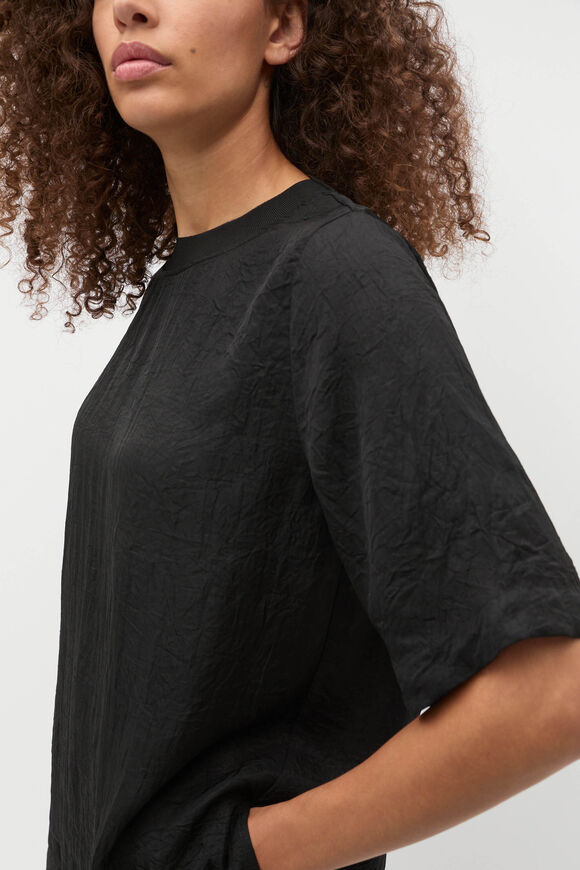 Textured Satin Tee  Black  hi-res
