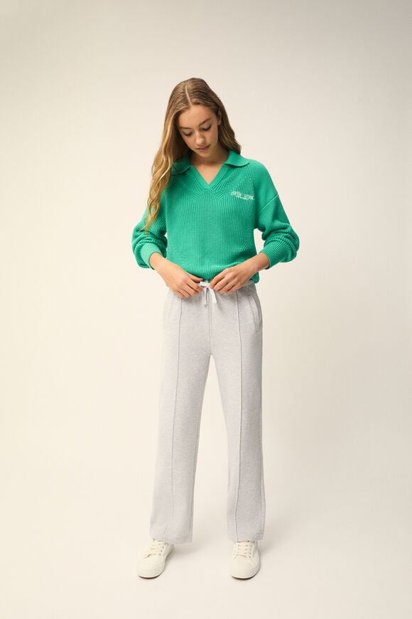 Pin Tuck Track Pant  Cloud Grey Marle  hi-res