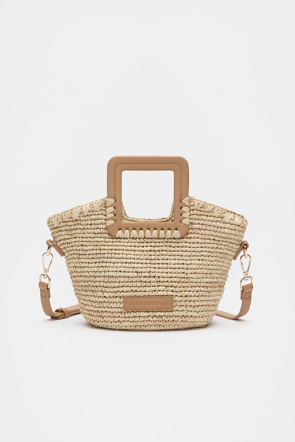 Mini Raffia Crossbody Bag  Caramel