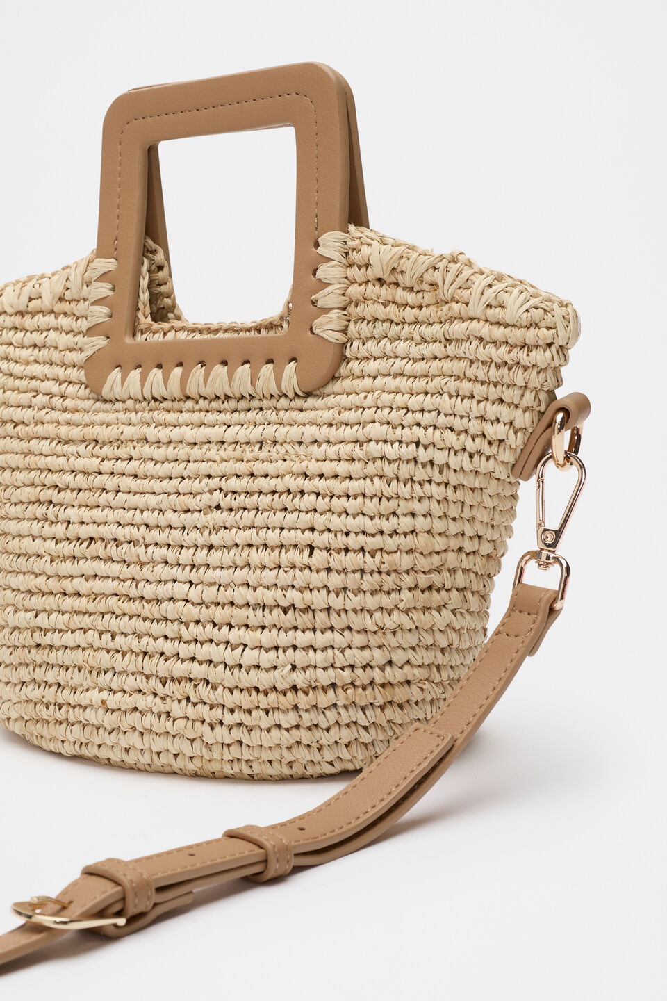 Mini Raffia Crossbody Bag  Caramel