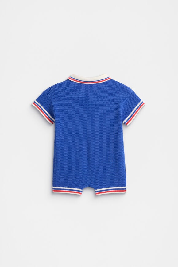 Logo Knit Romper  Azure Blue  hi-res