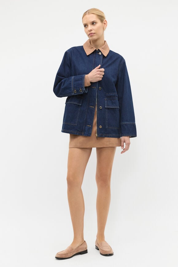 Denim Contrast Collar Jacket  Twilight Blue  hi-res
