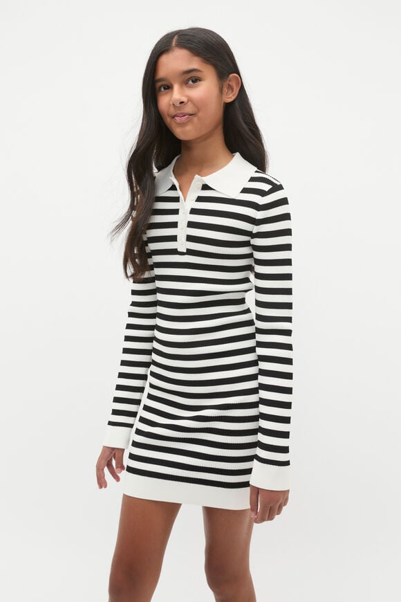 Stripe Knit Dress  Black  hi-res