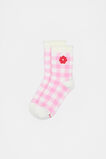 Gingham Flower Sock  Light Pink  hi-res
