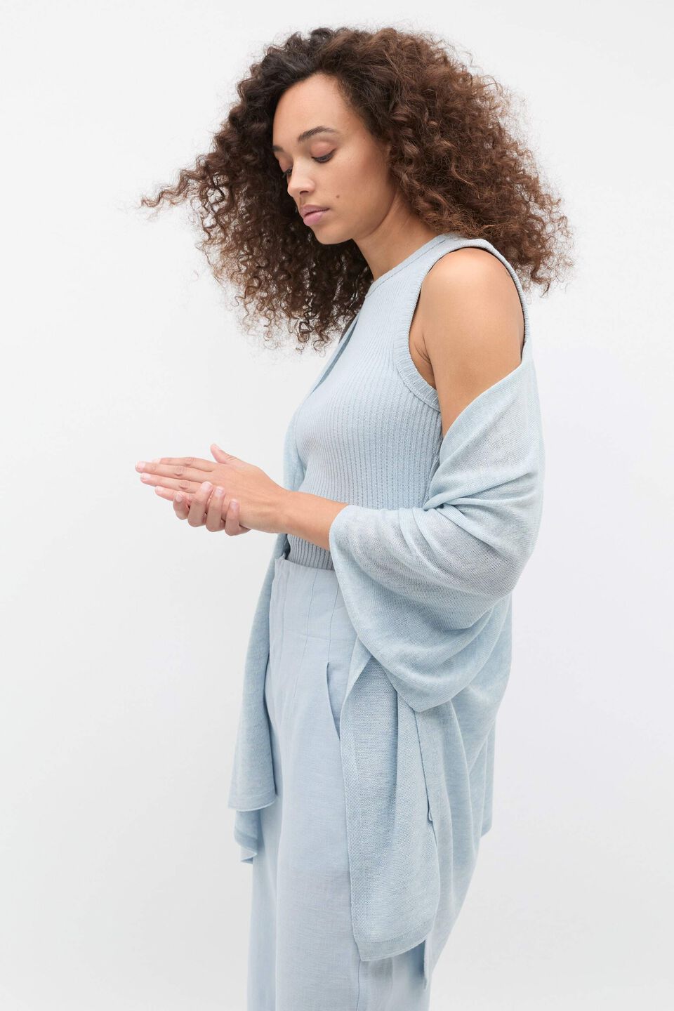 Fine Knit Poncho  Bluebell