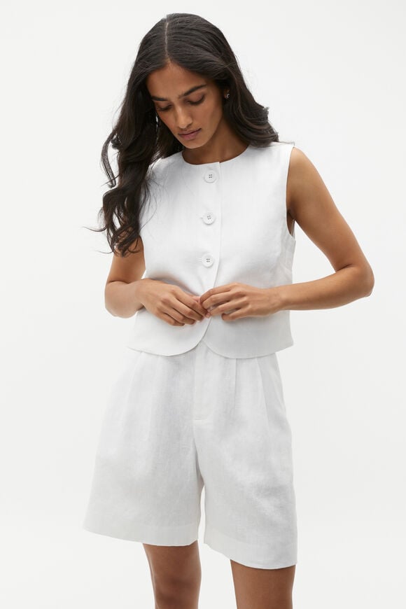 Linen Button Down Shell Top  Whisper White  hi-res
