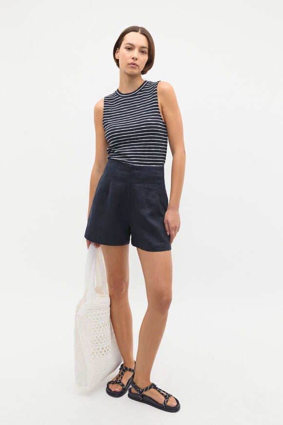 Stripe Textured Shell Top  Twilight Blue Stripe  hi-res