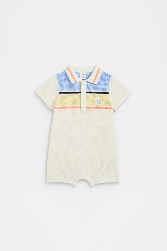 Crochet Polo Romper  Canvas  hi-res