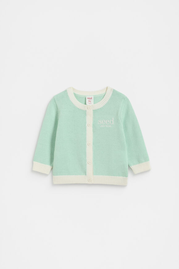 Colourblock Knit Cardigan  Mint  hi-res