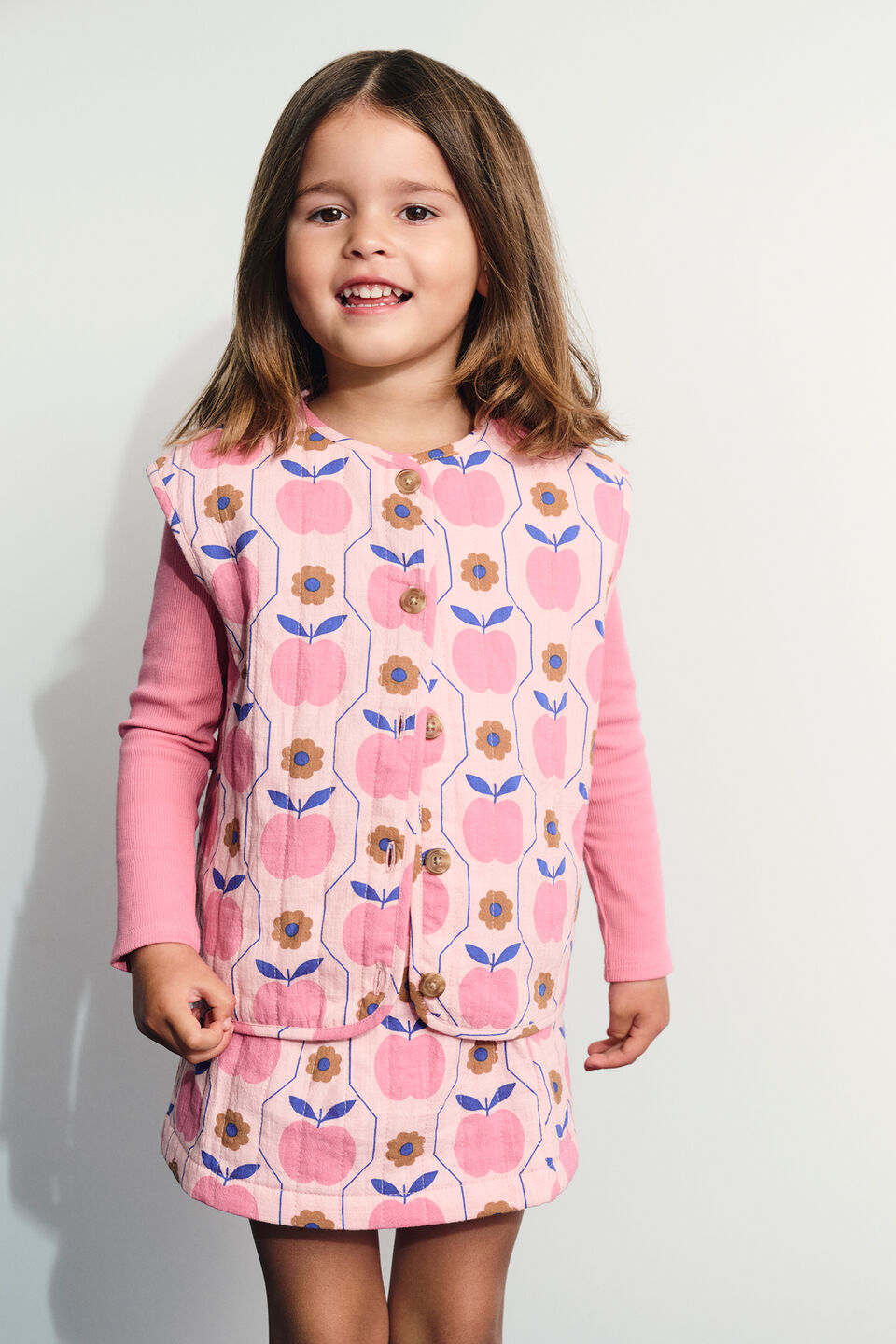 Apple Quilted Skirt  Rose Petal