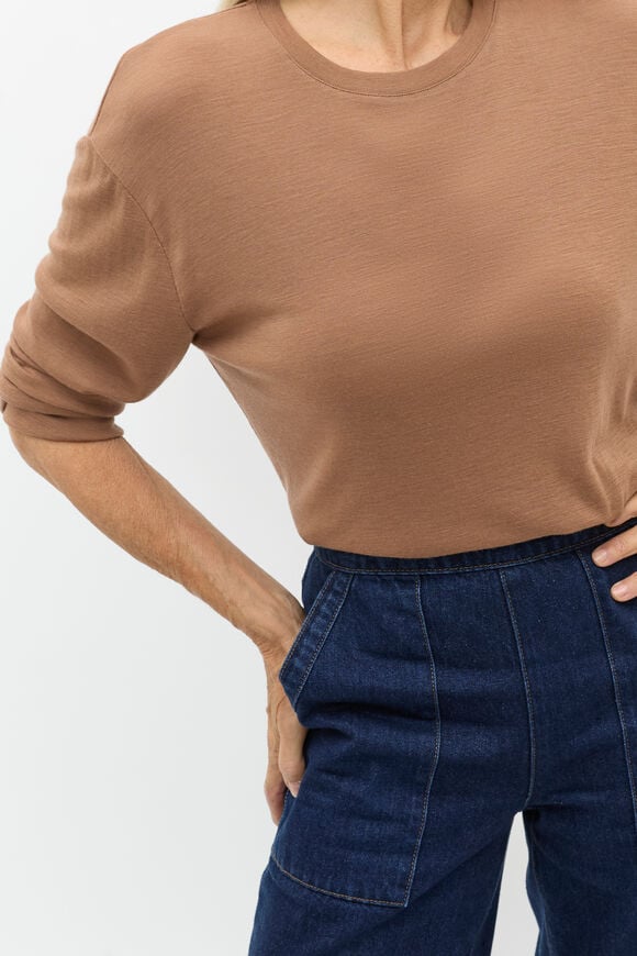 Australian Merino Relaxed Top  Amaretto  hi-res