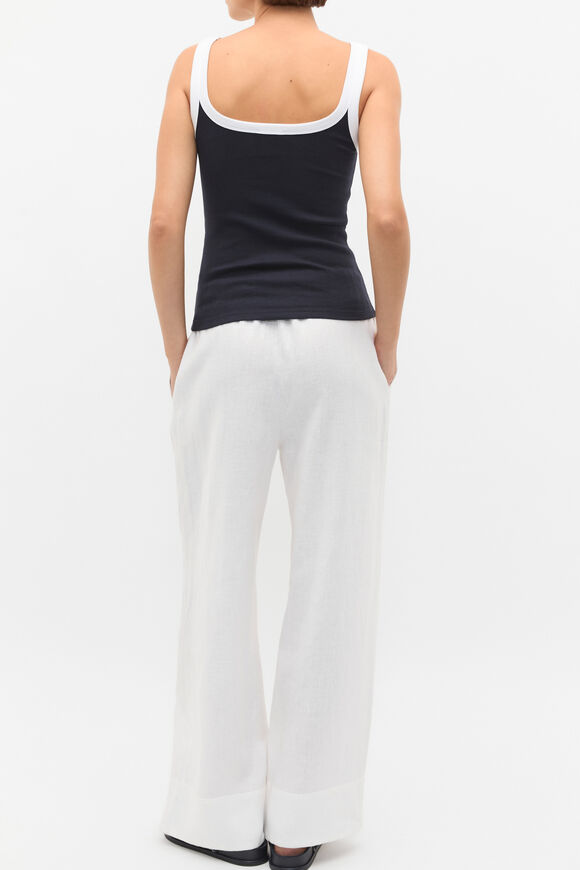 Contrast Bind Rib Tank  Twilight Blue  hi-res