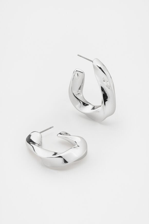 Sculptural Twist Triangle Hoop  Silver  hi-res