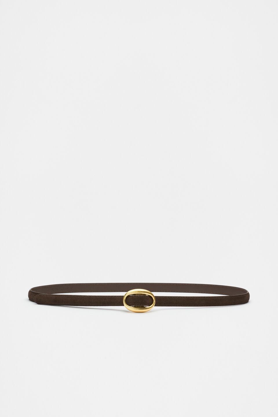 Carmen Oval Buckle Belt  Chocolate Suede