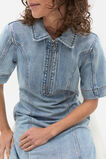 Denim Zip Mini Shirt Dress  Blue Wash  hi-res