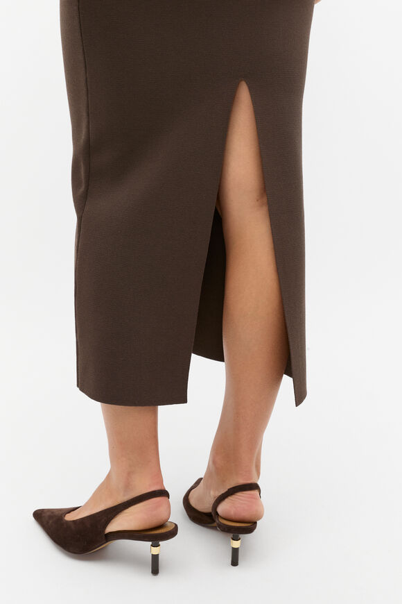 Crepe Knit Maxi Pencil Skirt  Dark Espresso  hi-res