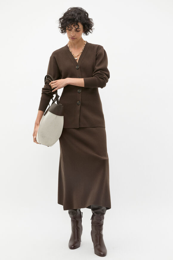 Fluted Knit Skirt  Dark Espresso  hi-res