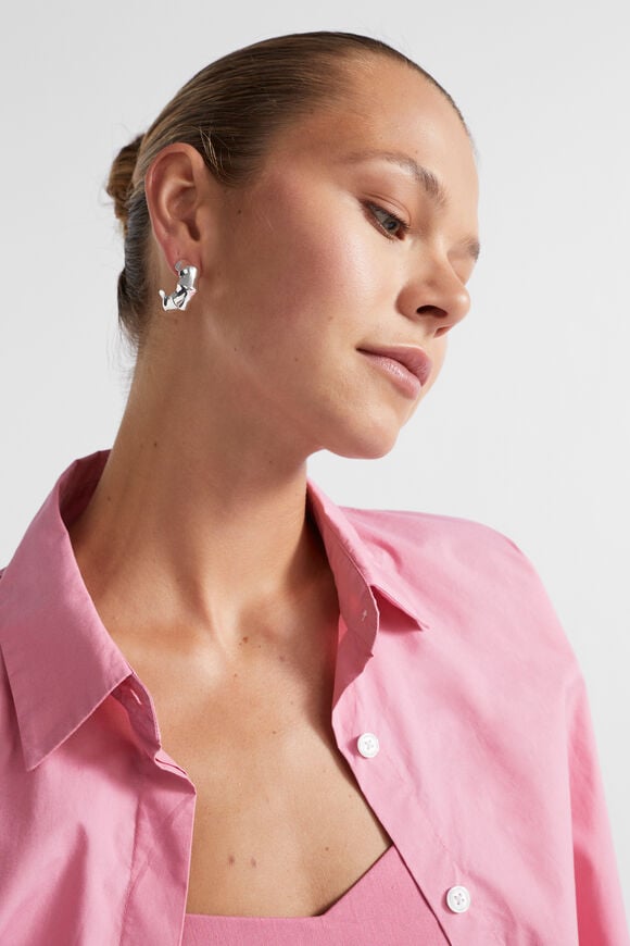 Small Angular Hoop  Silver  hi-res