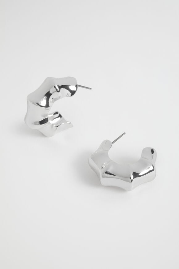 Small Angular Hoop  Silver  hi-res