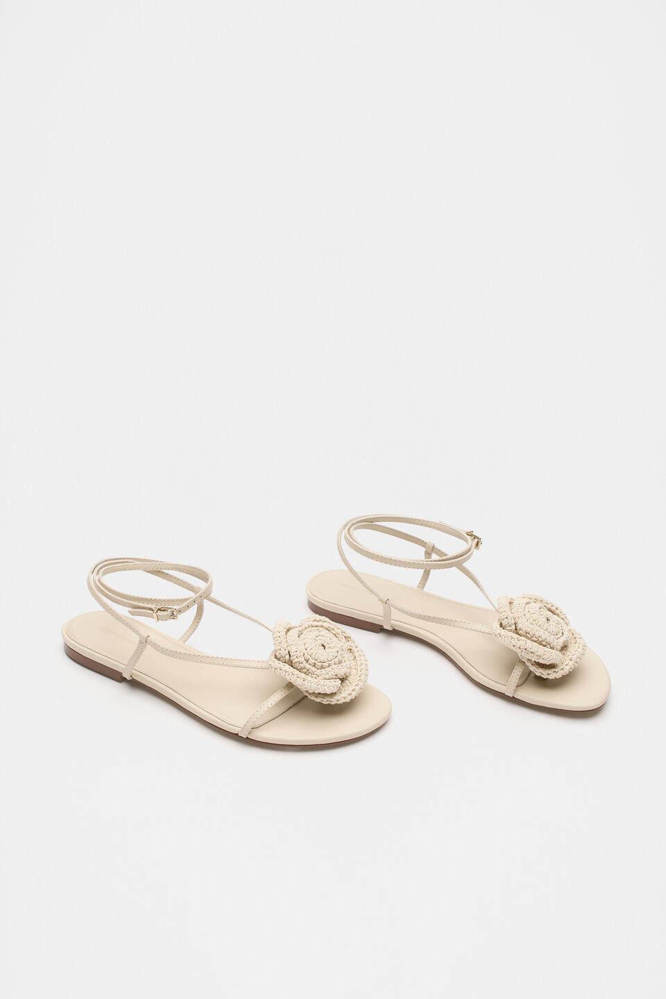 Ava Crochet Flower Sandal  Stone