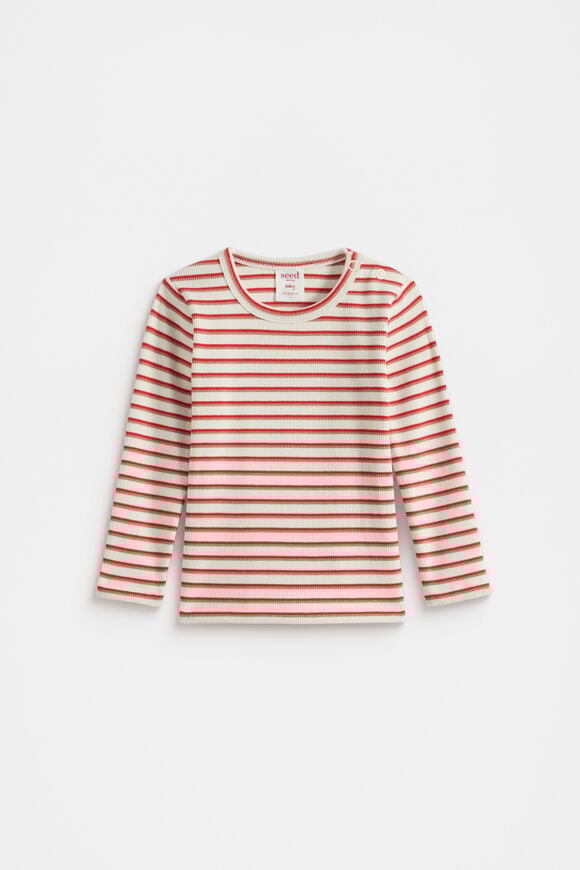 Stripe Rib Tee  Chilli Red  hi-res