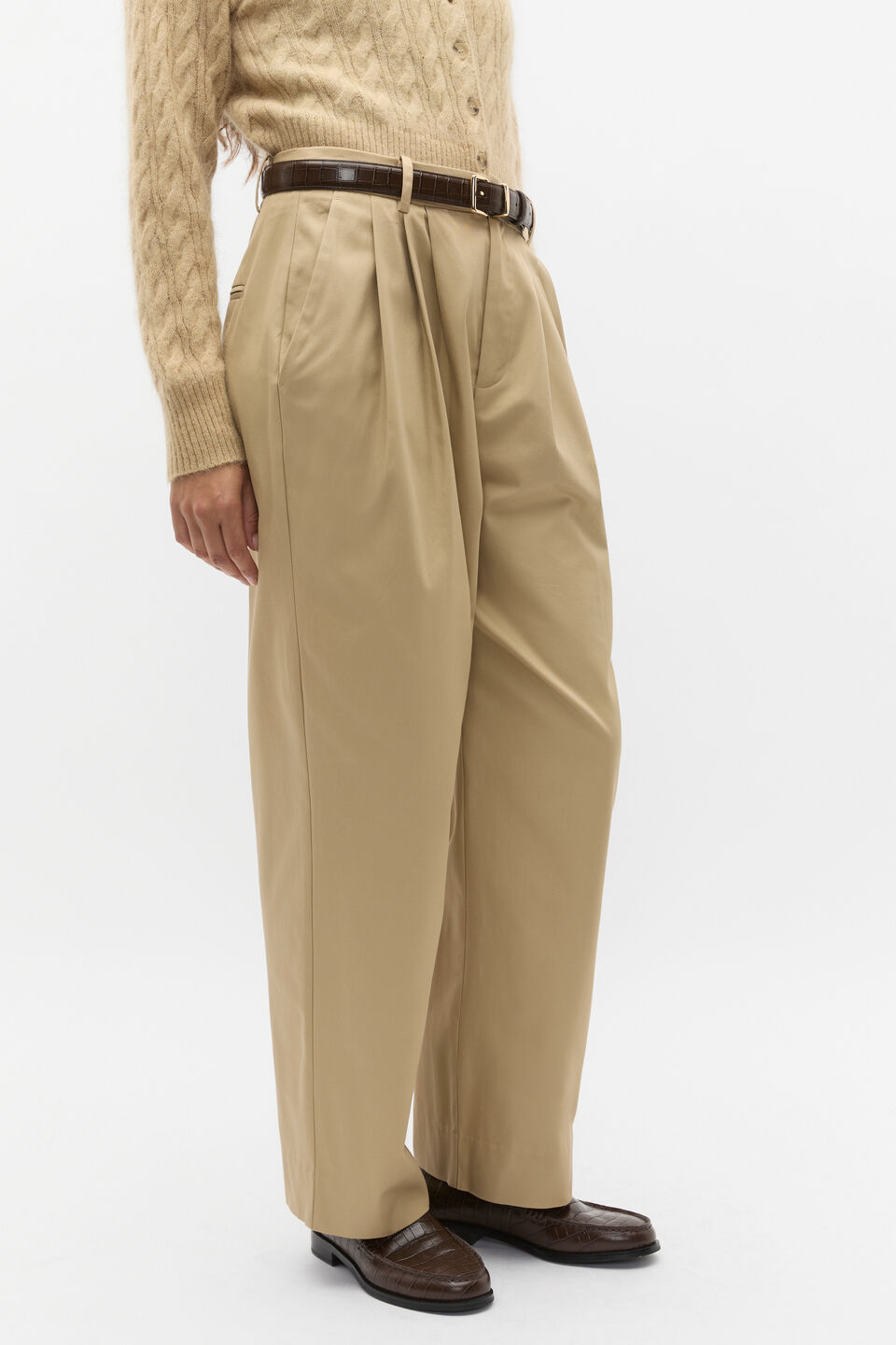 Twill Pleat Pant  Cashew