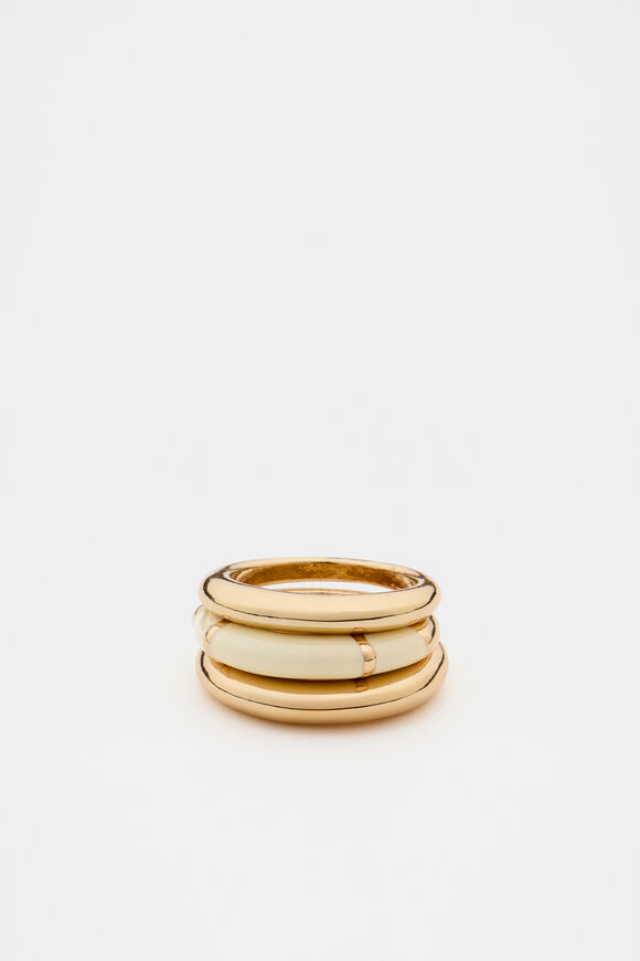 Enamel Ring Set  Coconut Cream  hi-res