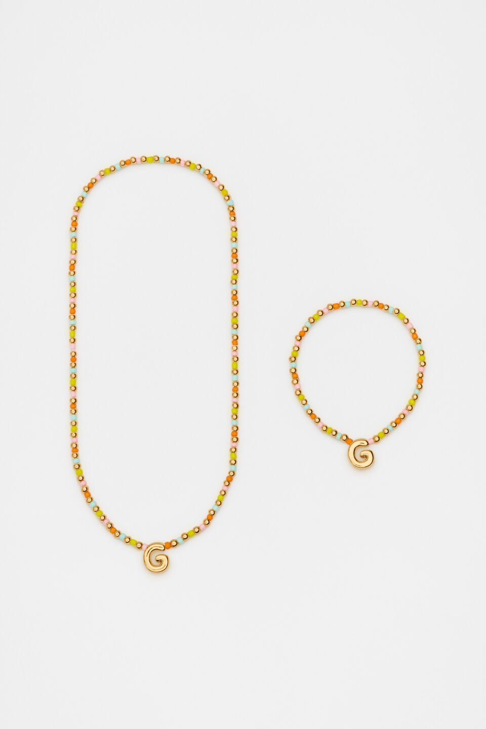 Initial Necklace And Bracelet Set  G