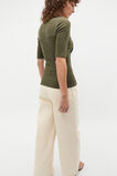Contrast Placket Polo Top  Olive Leaf  hi-res
