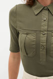 Contrast Placket Polo Top  Olive Leaf  hi-res
