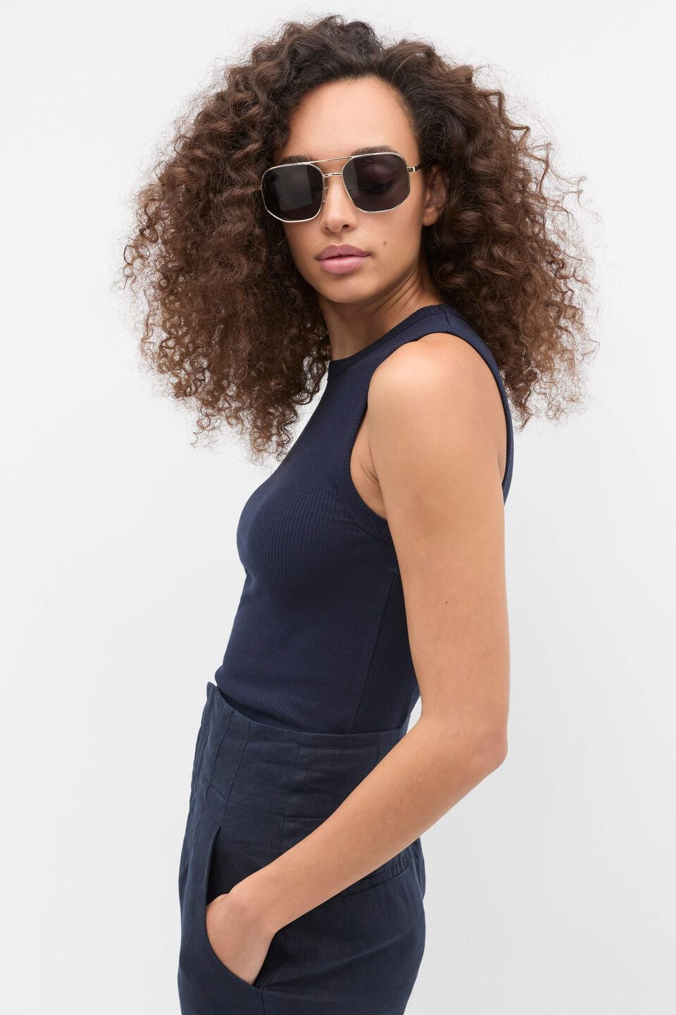 Core Australian Cotton Rib Tank  Twilight Blue