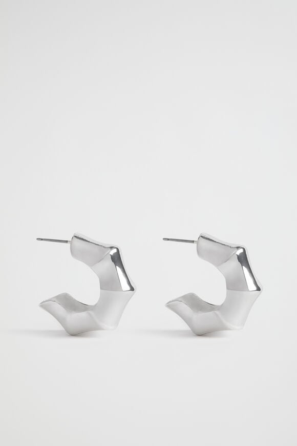 Small Angular Hoop  Silver  hi-res