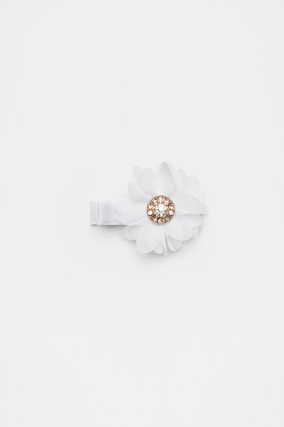 Organza Flower Duck Clip  White  hi-res