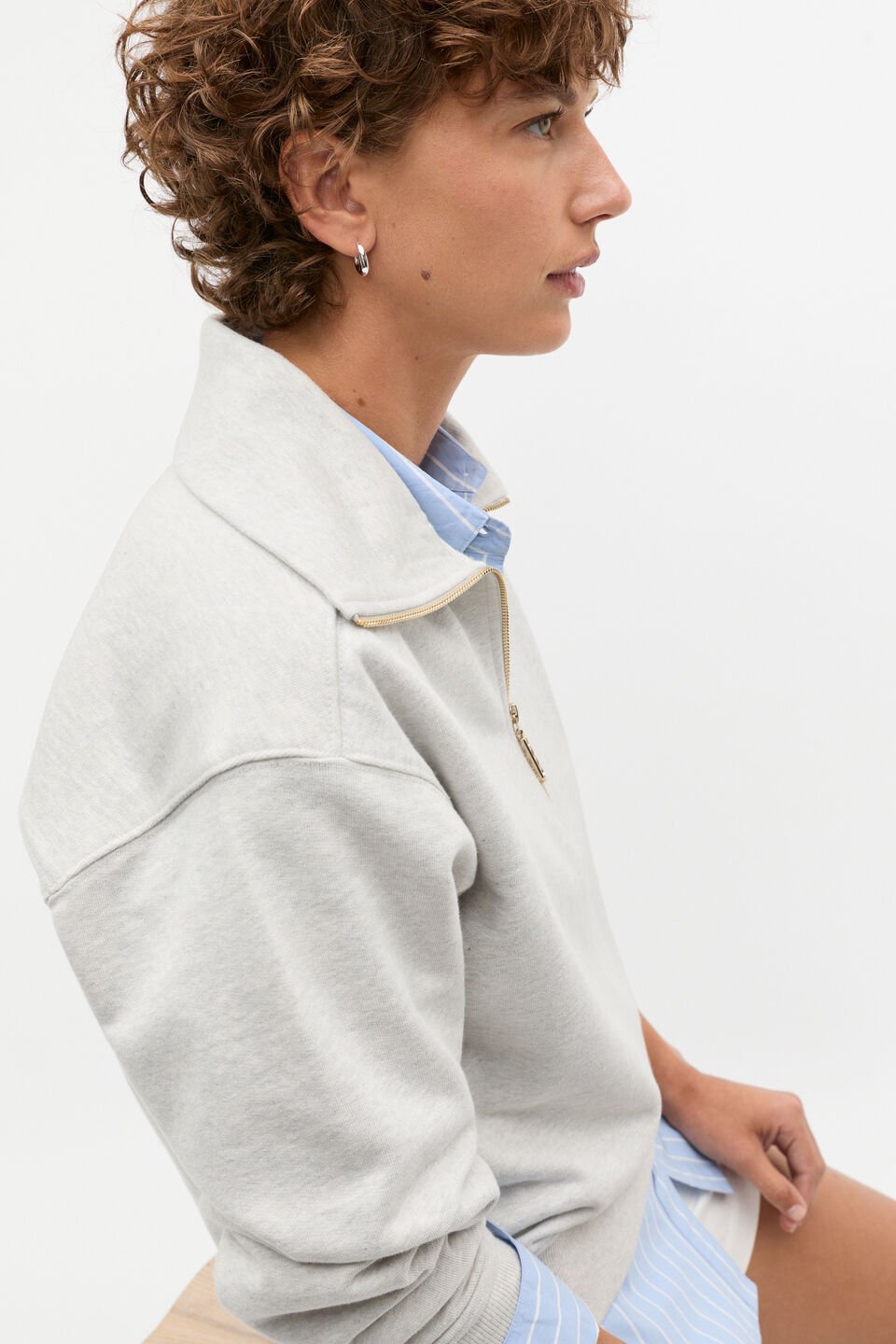 Core Heritage Half Zip Sweat  Vintage Grey Marle