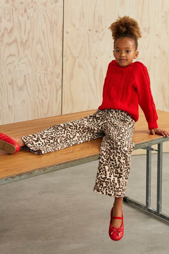 Cable Knit Sweater  Chilli Red  hi-res