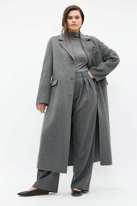 Australian Merino Mock Neck Top  Charcoal Grey Marle  hi-res