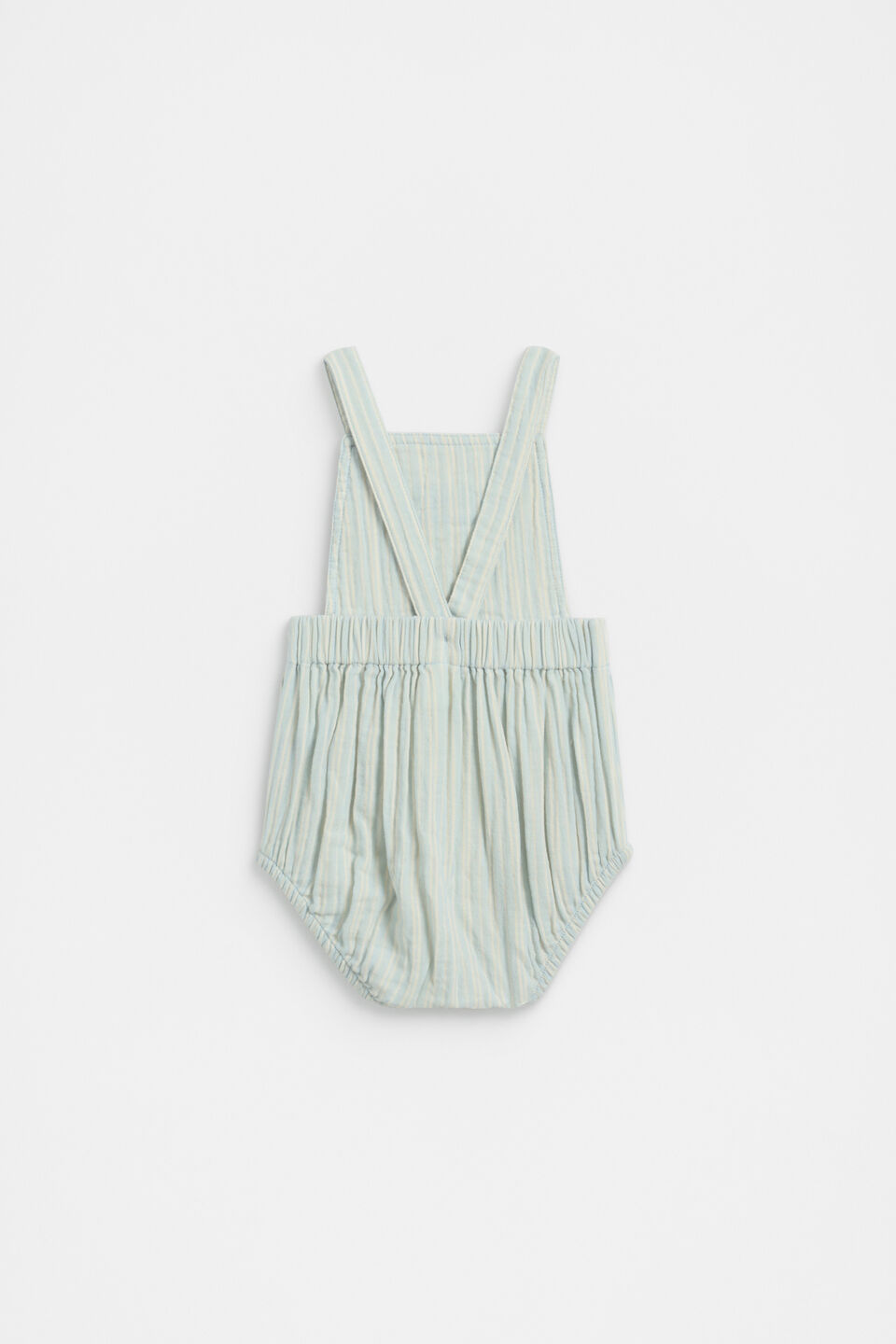 Stripe Logo Romper  Soft Blue