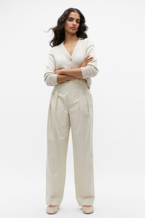 Cotton Pleat Front Pant  Vanilla Cream  hi-res
