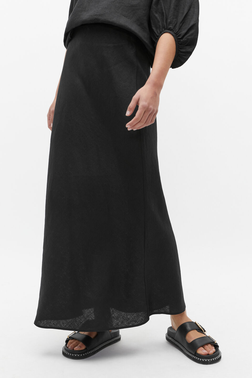 Core Linen Skirt  Black