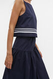 Poplin Stripe Trim Top  Midnight Sky  hi-res