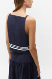 Poplin Stripe Trim Top  Midnight Sky  hi-res