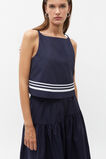 Poplin Stripe Trim Top  Midnight Sky  hi-res
