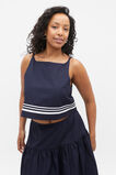 Poplin Stripe Trim Top  Midnight Sky  hi-res